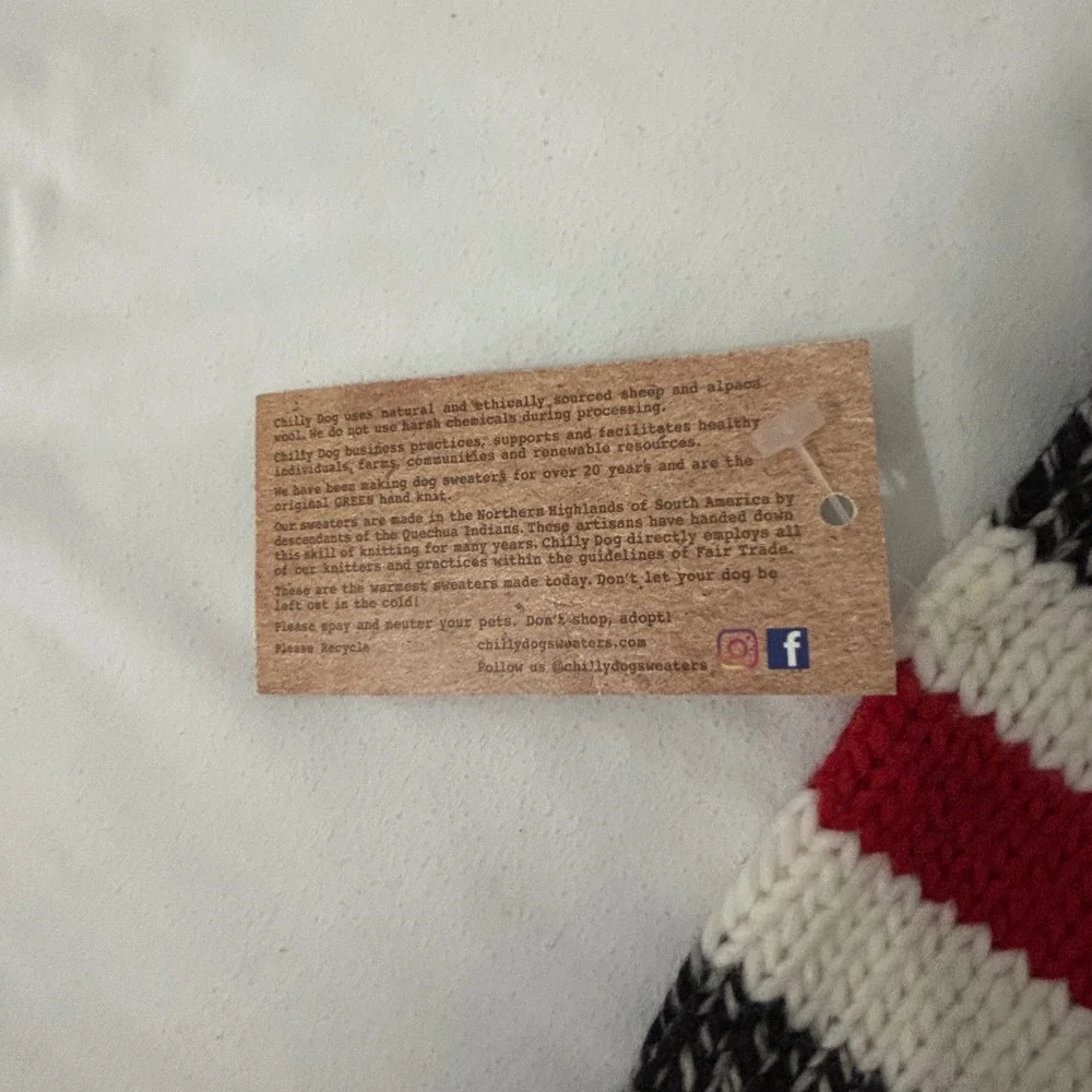 Chilly Dog Hand Knit Wool Alpaca Dog Sweater Marled Black Red White Shawl Collar
